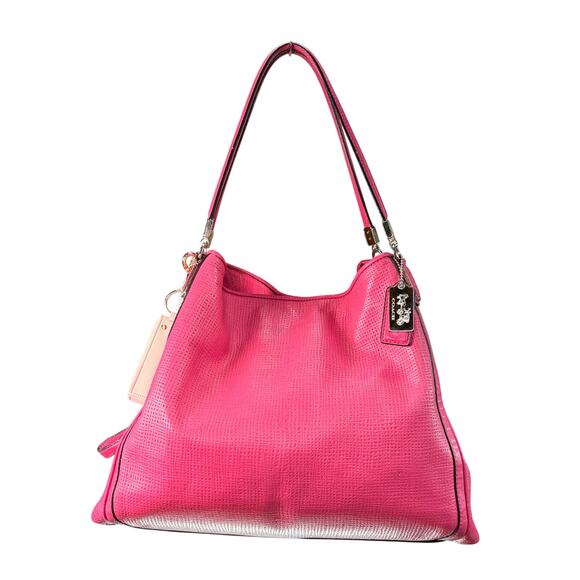 COACH Shoulder Bag Madison Pheobe Hot Pink Embossed Leather Handles 2010s 30089 - Picture 1 of 12
